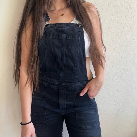 Citizens of Humanity Quincy Overalls Black Surrender Distressed Small - Picture 1 of 11